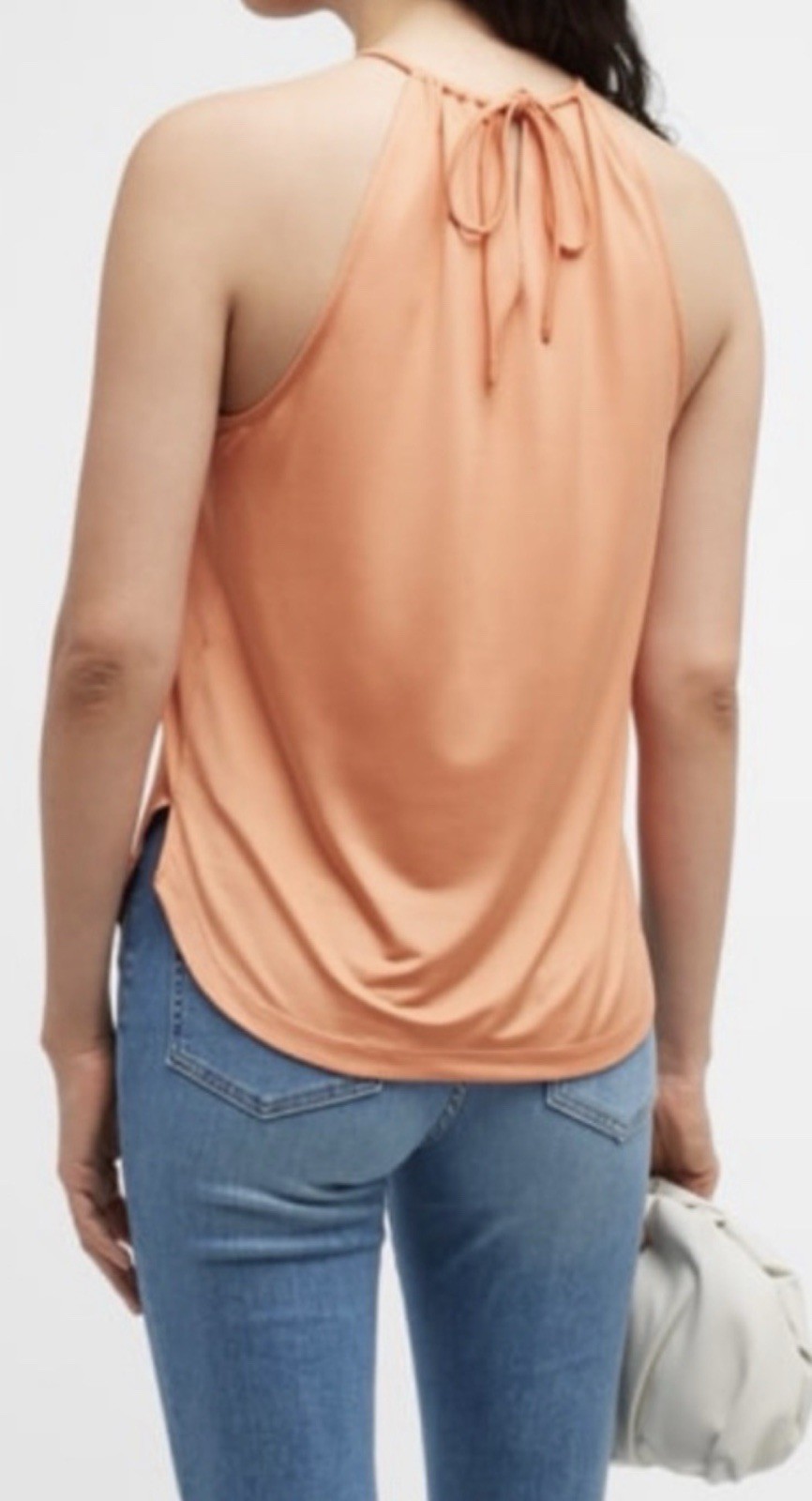 Veronica Beard Kusumi Satin Halter top Keyhole Cutout Tie Neckline Blouse sz S