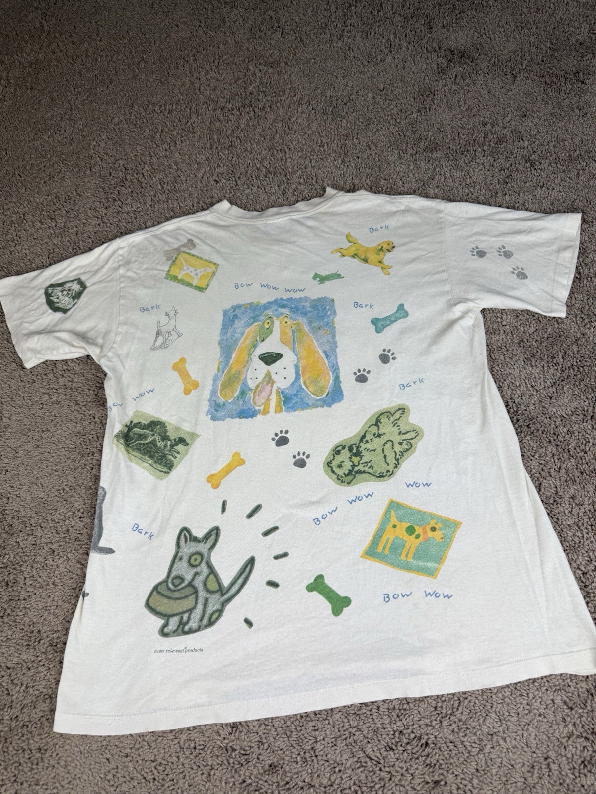 Dog T Shirt Vintage 90s Novelty All Over Print