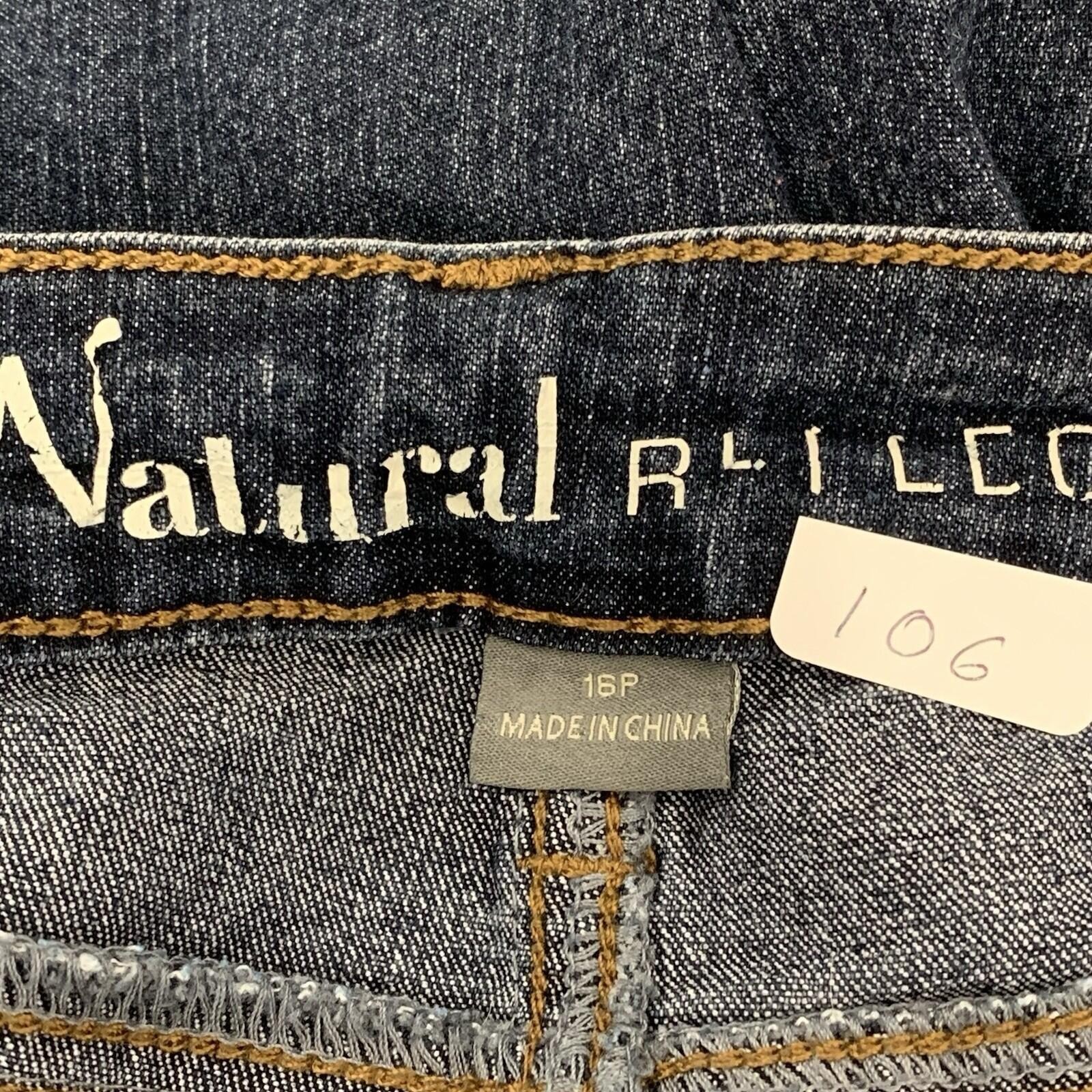 Natural Reflections Straight Leg Jeans Womens 16P Dark Wash Stretch Denim Petite