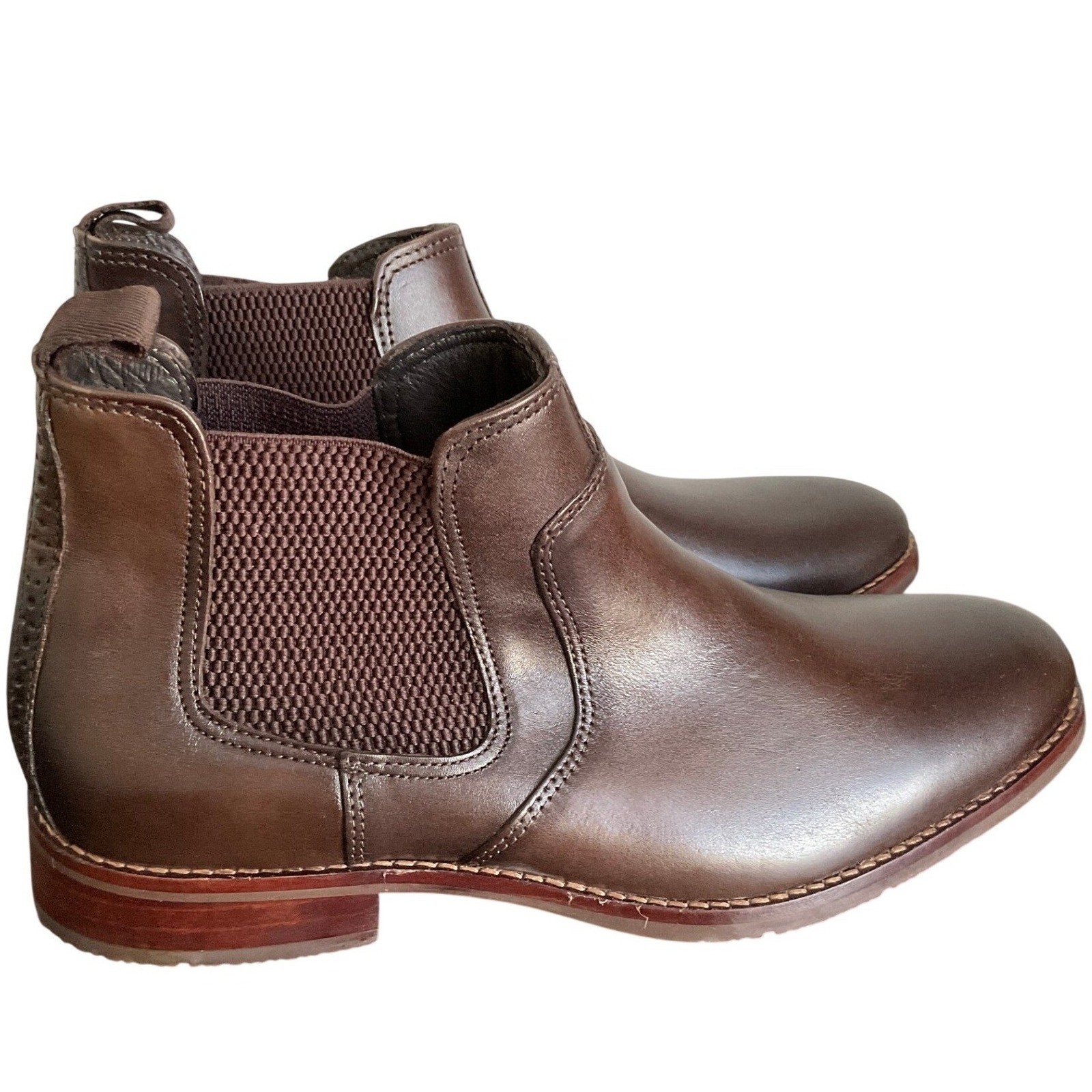 Johnston & Murphy Mens Brown Leather Chelsea Boots 9 M 59-2806 Made in Brazil