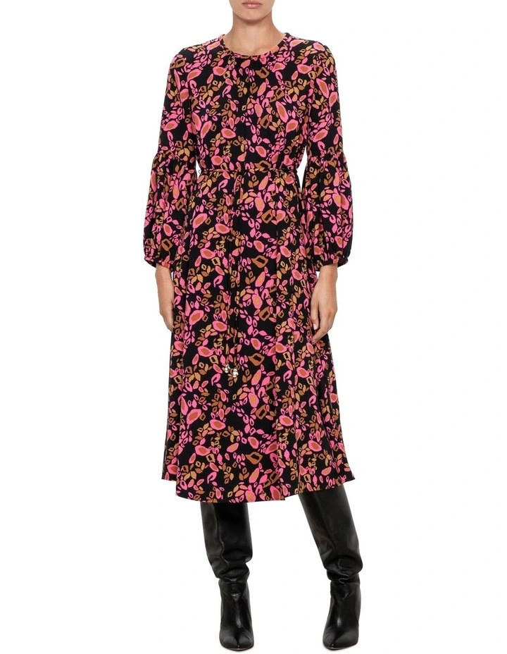 Veronika Maine Nocturnal Crepe Midi Dress in Pink Size 10 Excellent condition