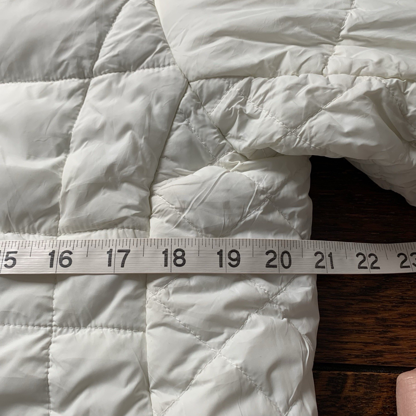 Tommy Hilfiger Quilted Jacket Womens Large White Hood Faux Fur Trim Winter Coat