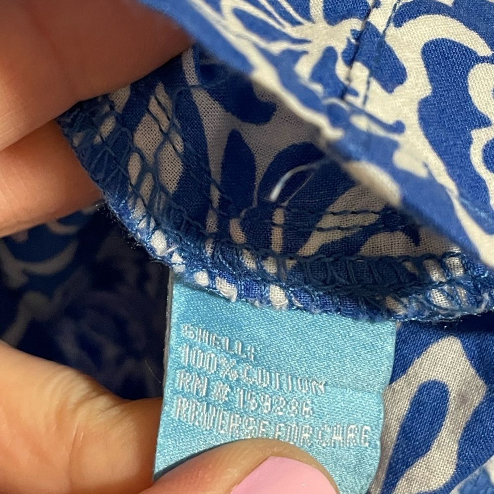 J. McLaughlin Blue and White Floral Casual Shirt