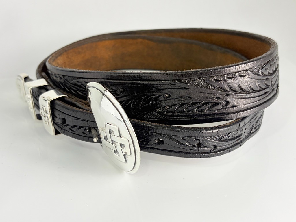 Sterling Silver .925 Celtic Knots 3/4″ Ranger Belt Buckle 36 Tooled Chacon Strap