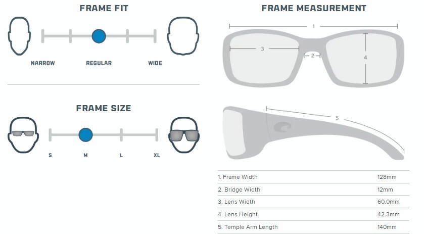 Costa Del Mar Rinconcito black Frame/blue 580P Polarized Lenses New IN BOX