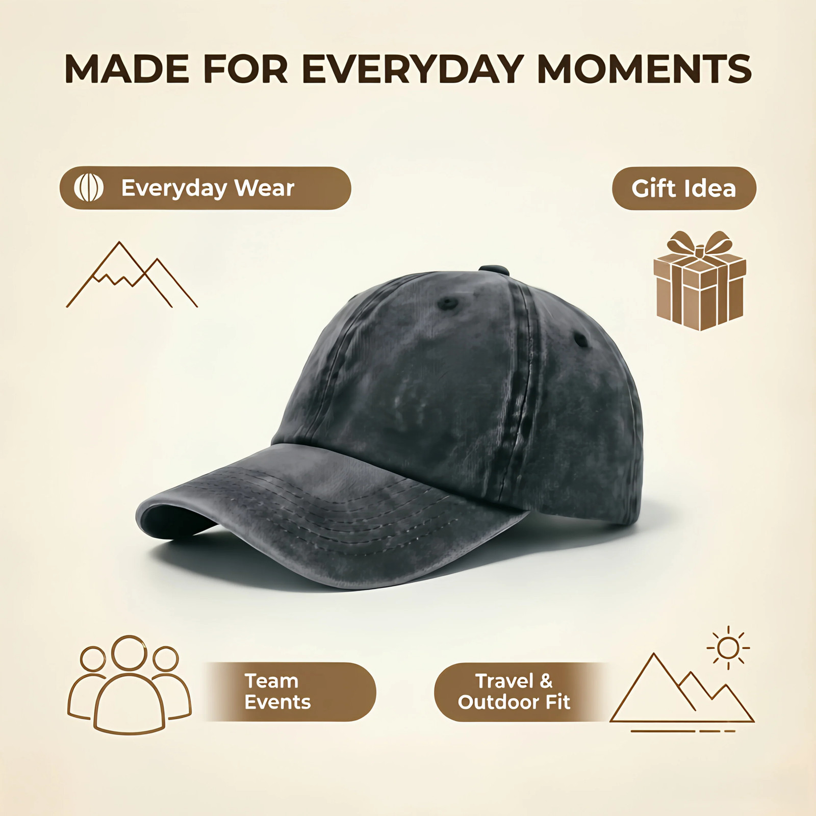 Personalized Vintage Washed Baseball Cap, Custom Name Logo Text Hat Adjustable