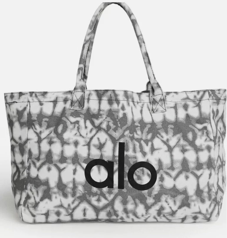 Аӏо Gray Tie Dye Canvas Tote Bag Large Shoulder Shopper Beach Travel Bag