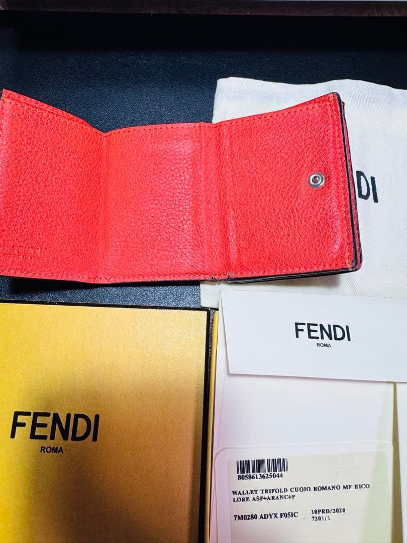 FENDI trifold wallet Cuoio Romano mini wallet Fendi
