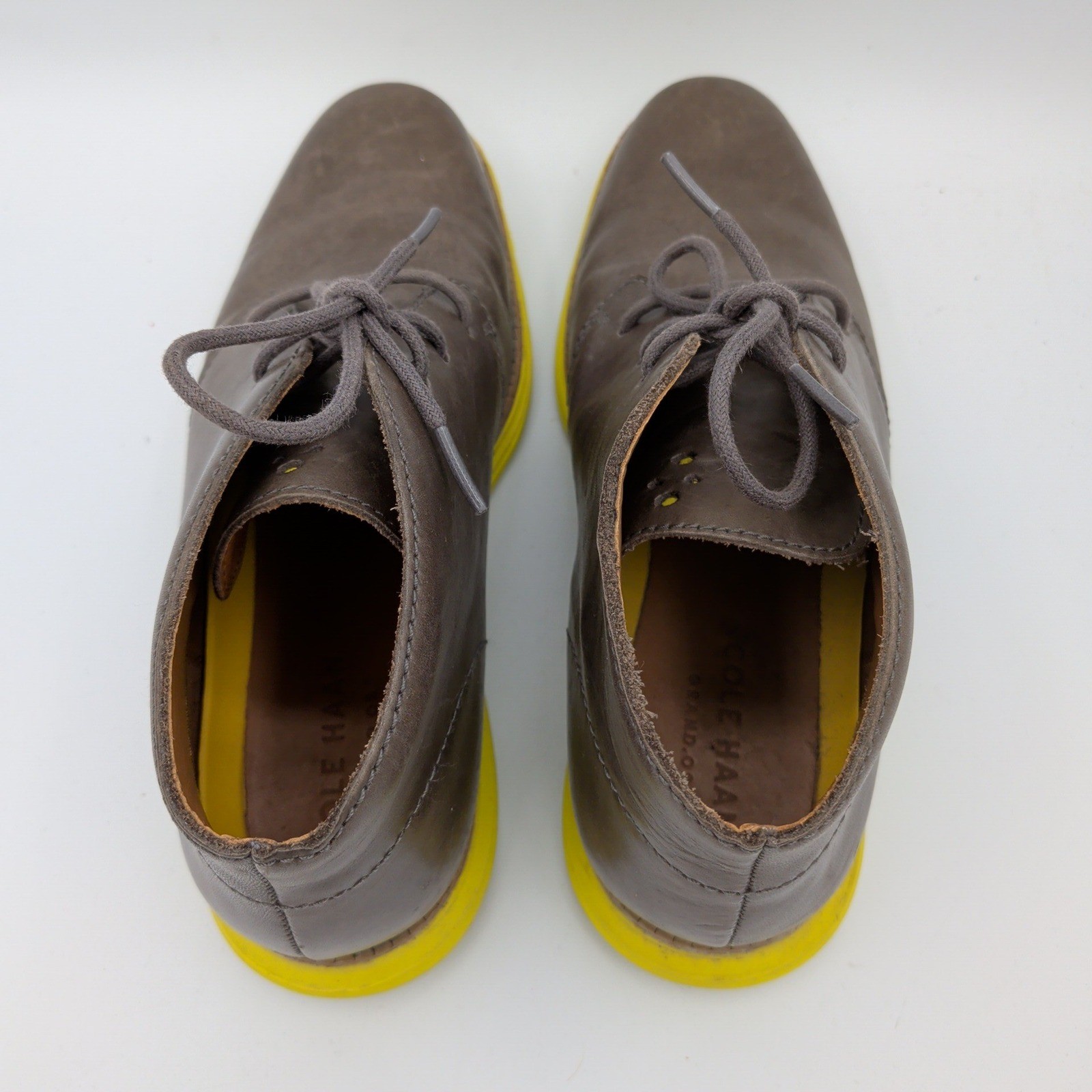 Cole Haan Lunargrand Chukka Boots Mens 7M Brown Leather Volt Yellow C20319