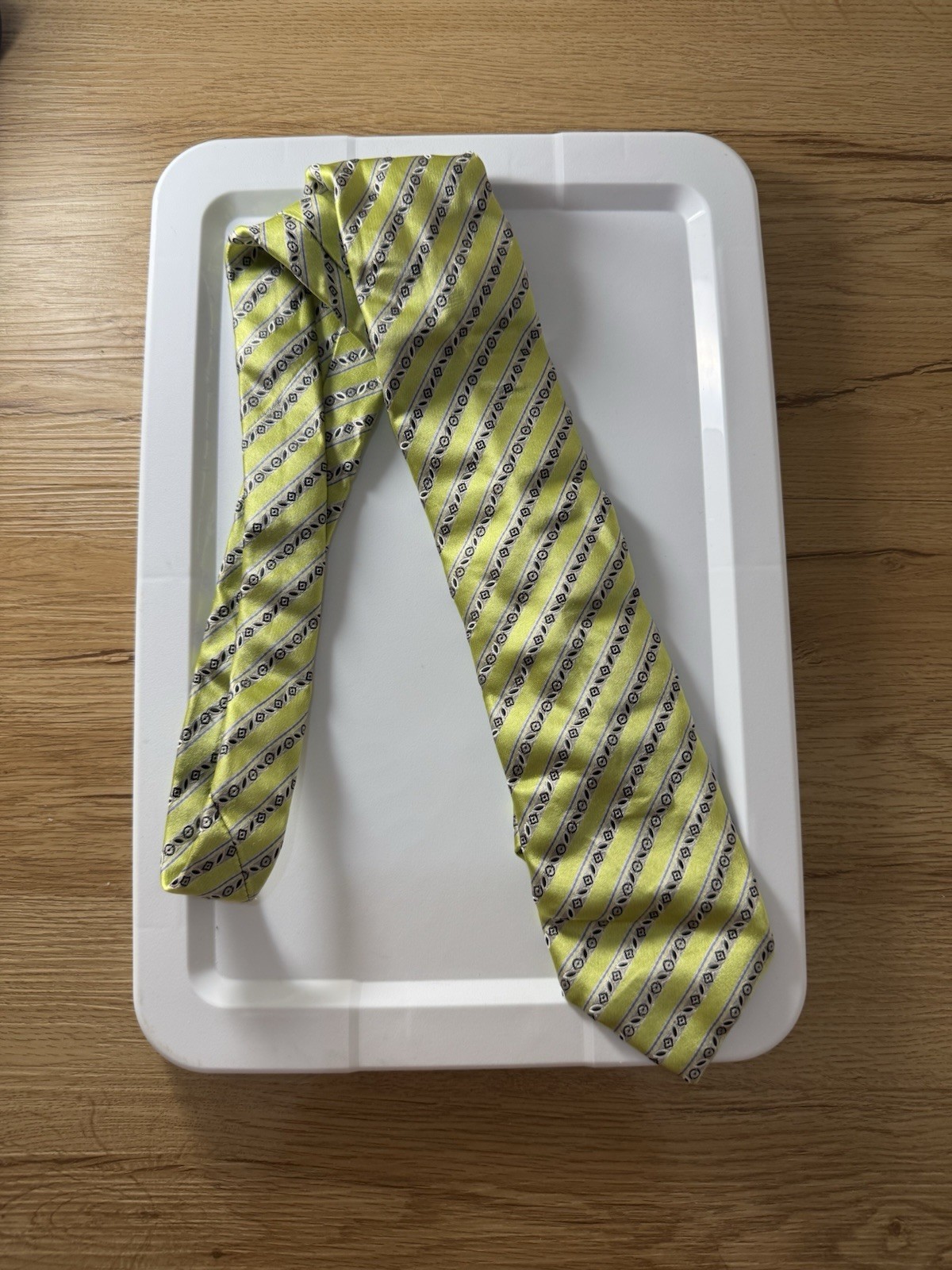 Ermenegildo Zegna – Silk Woven Striped Embroidered Tie – Green Silver 3.5 Inch