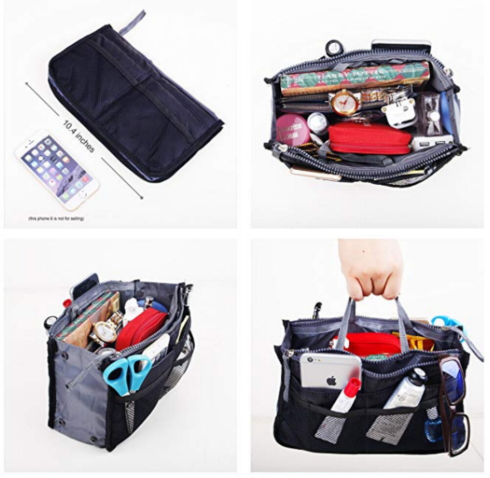 Women’s Travel Handbag Organizer Insert-Multi-Pocket Purse Liner, Tote Organizer