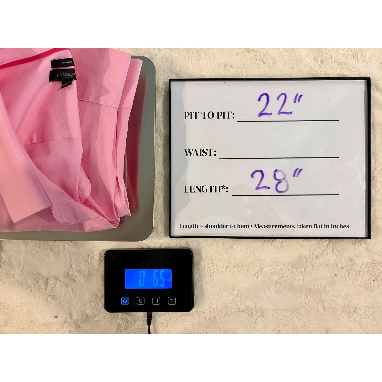 Talbots Womens Non-Iron Long Sleeve Button Down Shirt Pink Size 16
