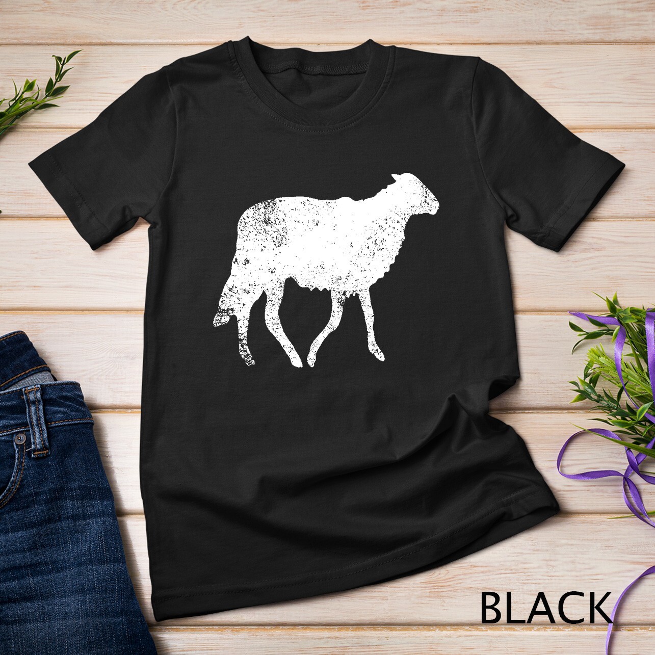 Grunge Sheep Print – Vintage Sheep Unisex T-shirt