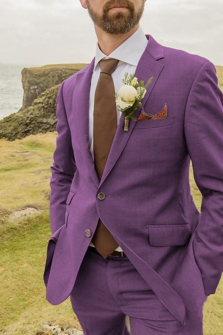 Wedding Groom Men’s 2Pcs Suits Notch Lapel Jacket Multicolor Formal Party Coat