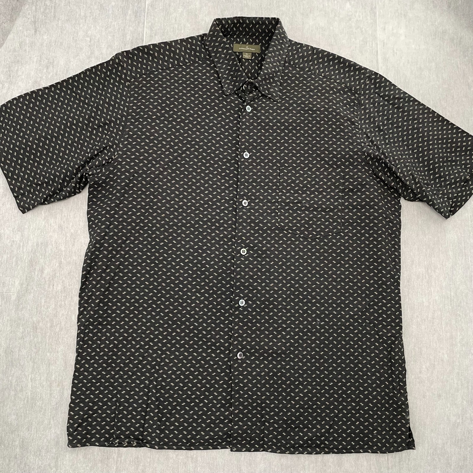 Ermenegildo Zegna Shirt Adult XL Black Button Up Premium Fabric Luxury Relaxed