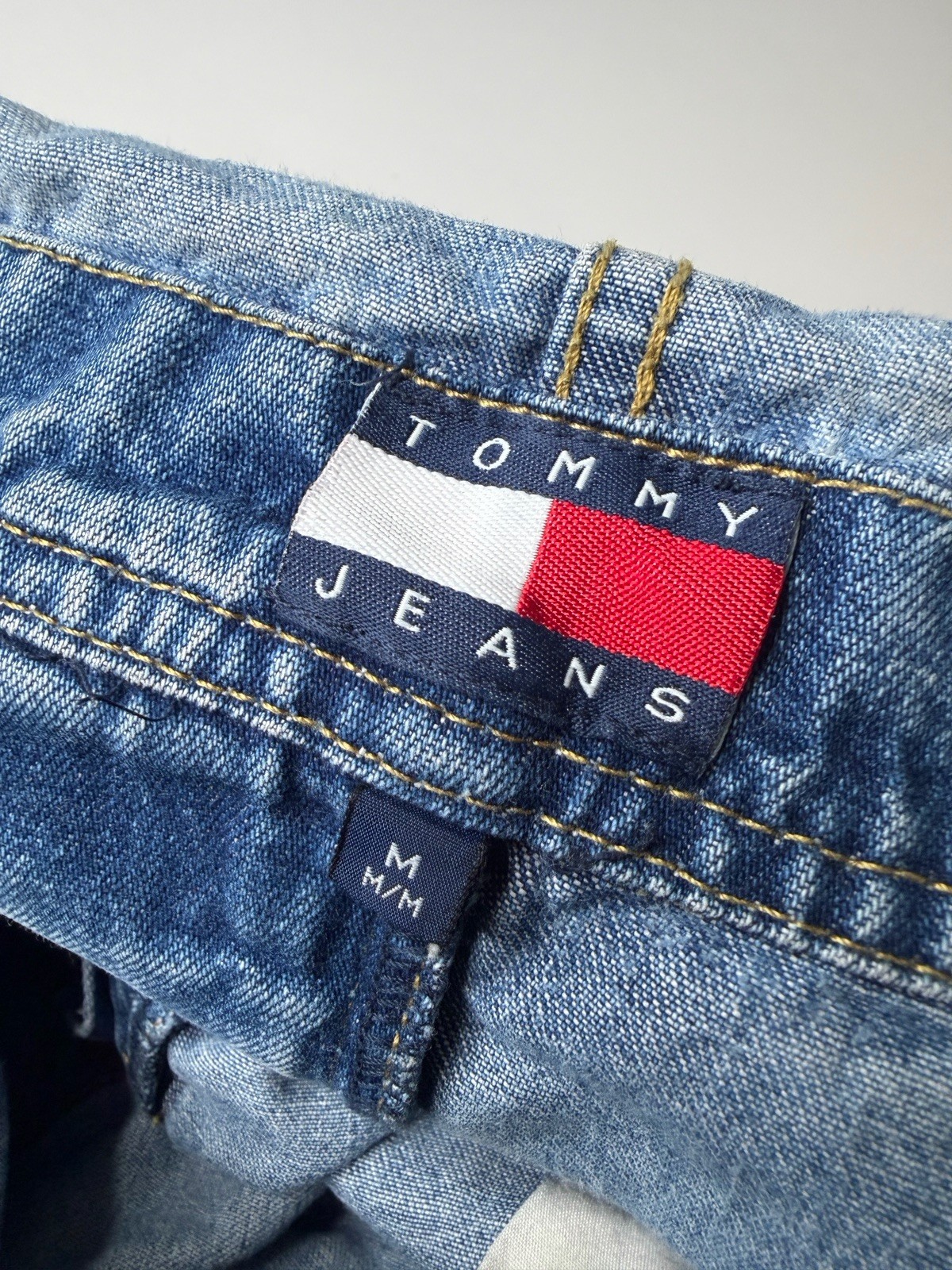 Vintage Tommy Hilfiger Overalls White Straps 90s Y2K Tommy Jeans Blue M