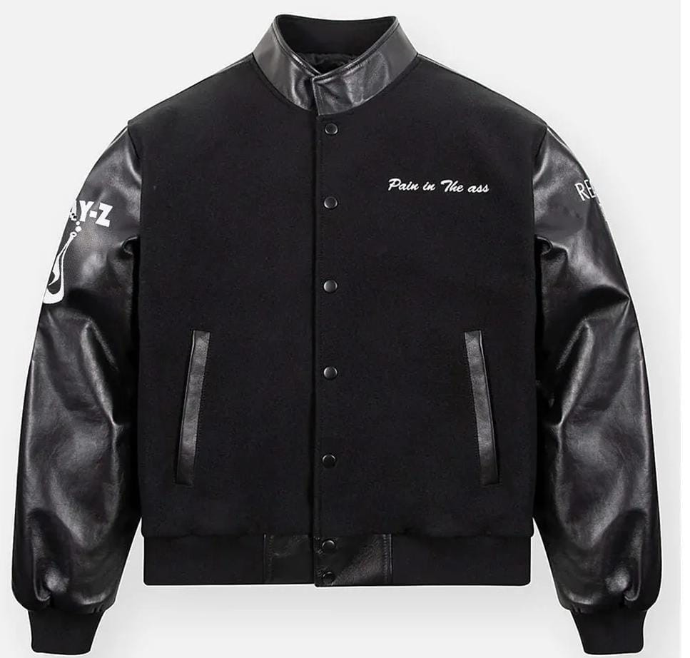 Letterman Reasonable Doubt All Black Varsity Jacket With Real Leather Sleeve
