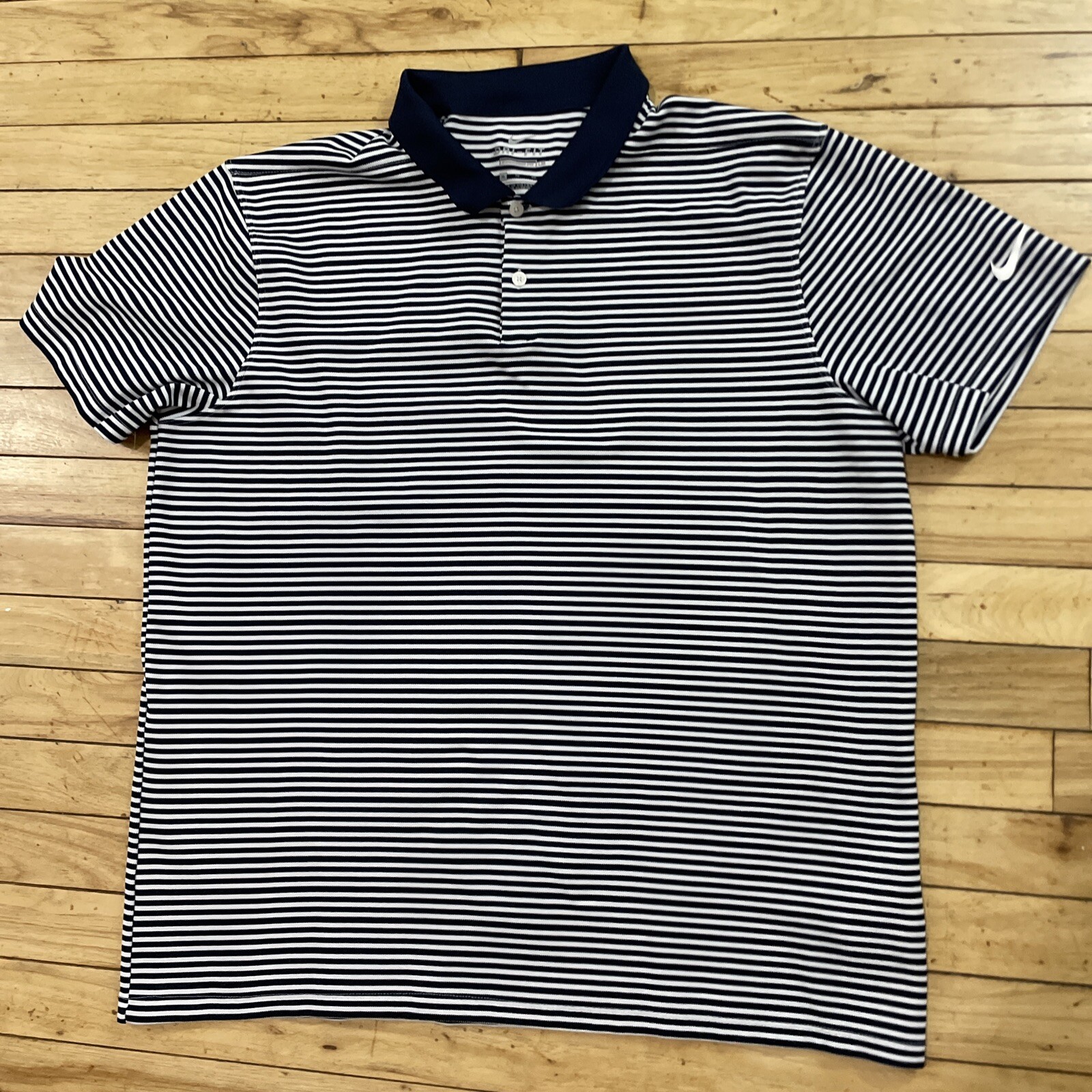 NIKE Dri-Fit Polo Shirt Men XL Blue Striped Preppy Old Money Sports Standard Fit