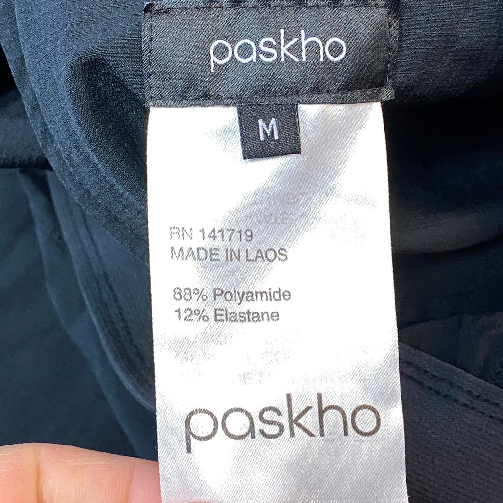 Paskho Black Athleisure Pants Medium Nylon Drawstring Waist Zip Pockets M