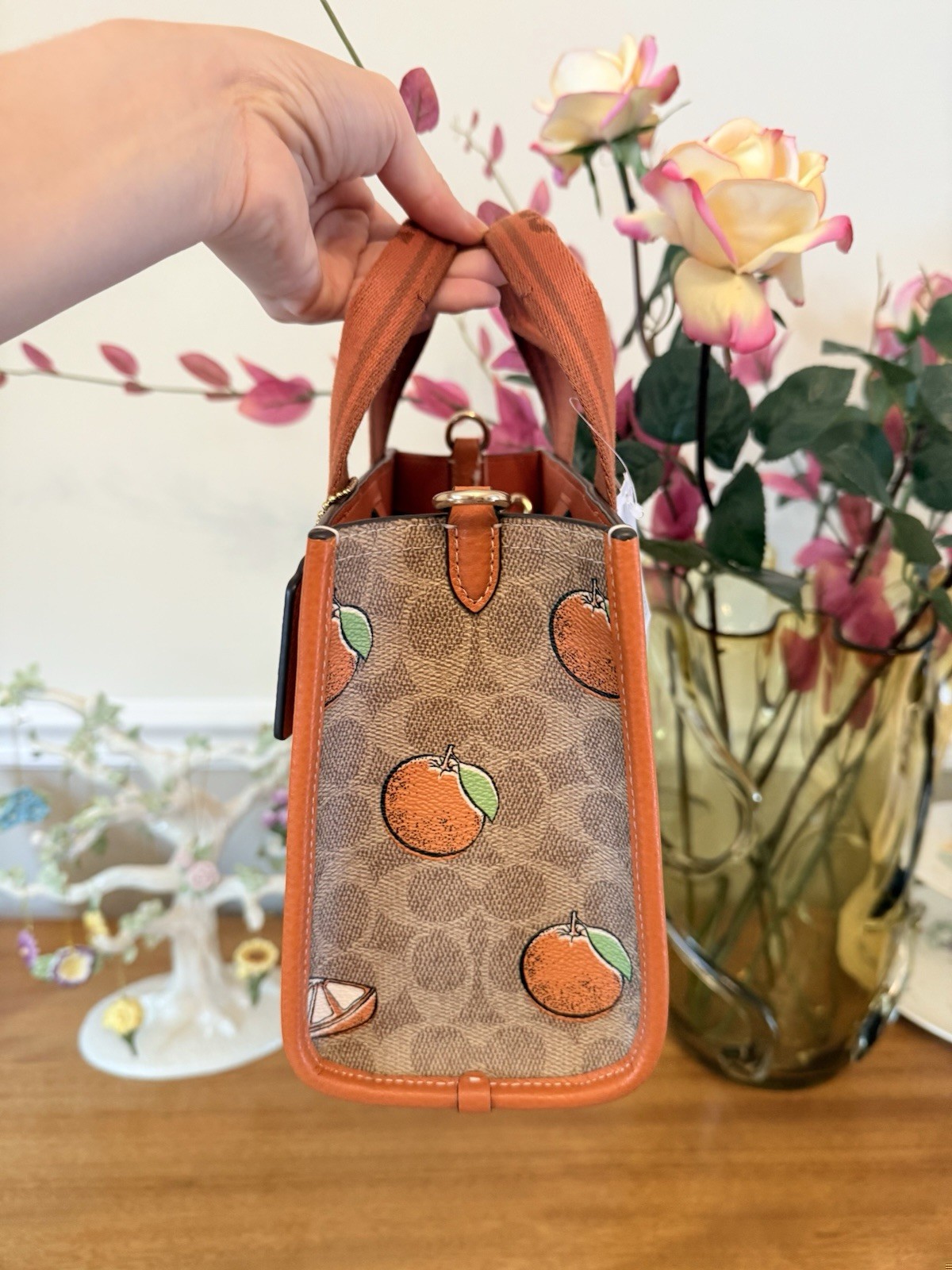 NWT Authentic COACH Smith Tote 24 In Signature Canvas With Orange Print CAR81