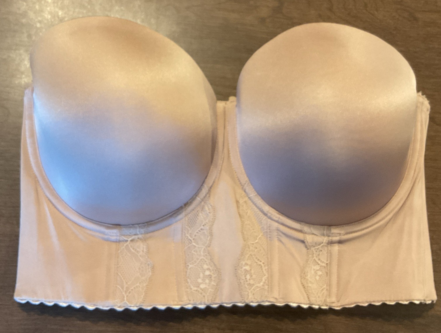 Parfait Strapless Longline Bra Lace Underwire Bustier Nude US Size 32J / UK 32GG