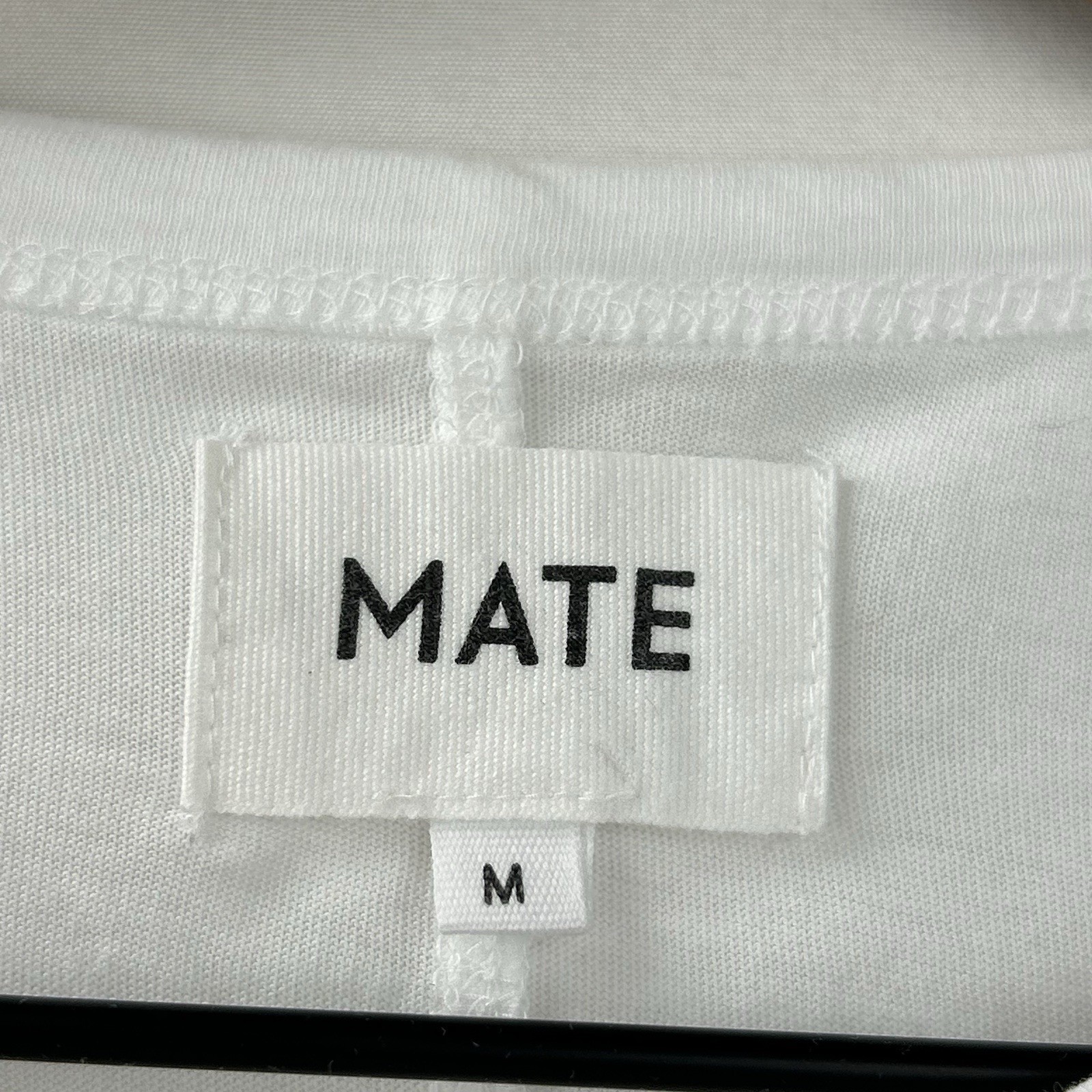 Mate The Label T-Shirt Long Sleeve Womens Sz M 100%Organic Cotton White Crewneck