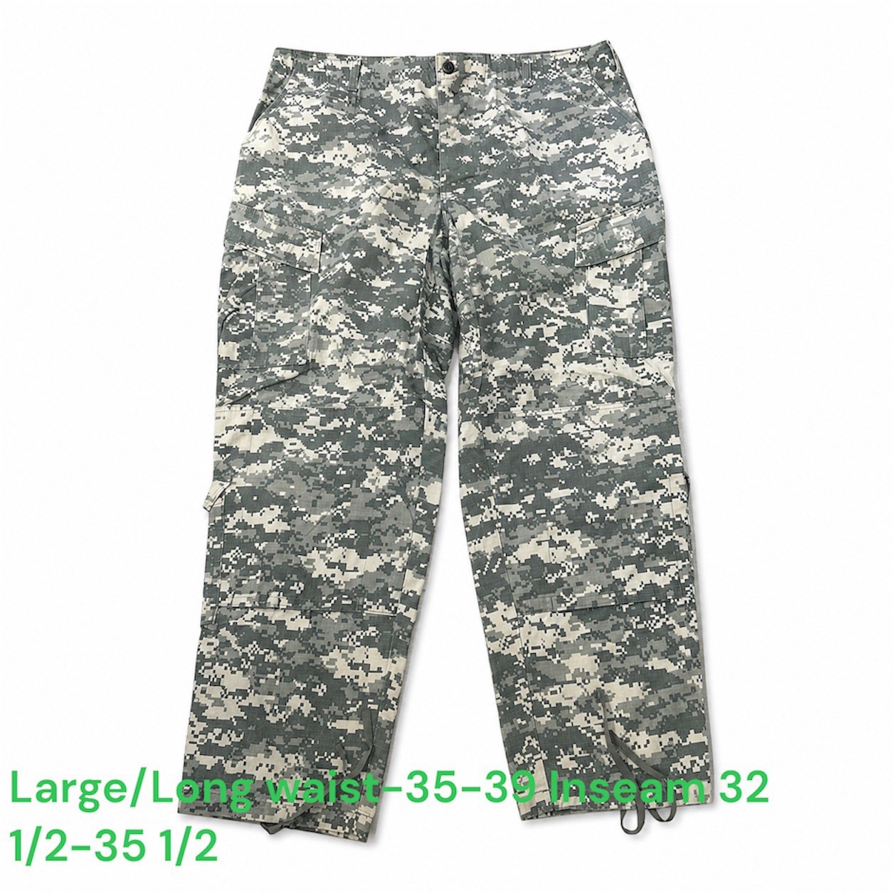 US Army Combat Uniform ACU Digital Camo Trousers Large/Long USGI Rip Stop
