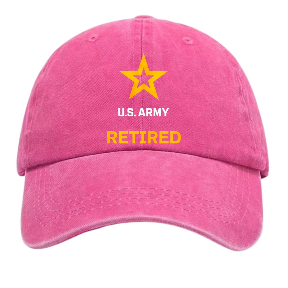 U.S. Army Retired Veteran Baseball Cap-Unisex Star Print Military Honor Dad Hat