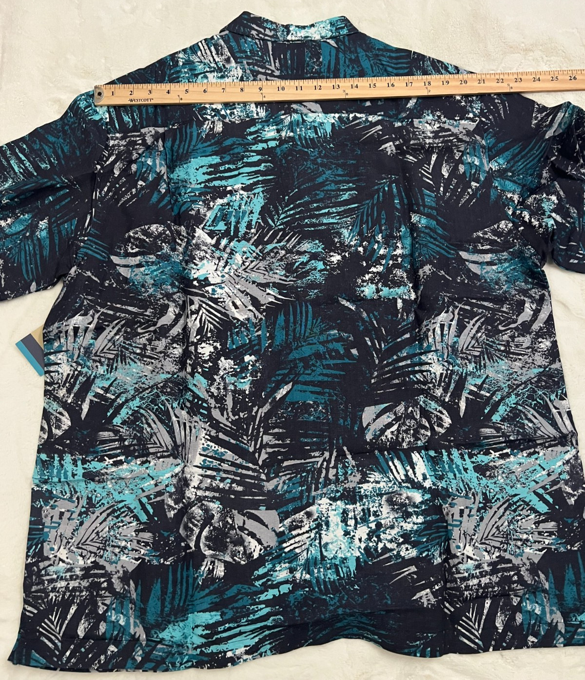 Havanera Mens XXL Hawaiian Shirt Blue Black Tropical Linen Rayon Camp Button NWT
