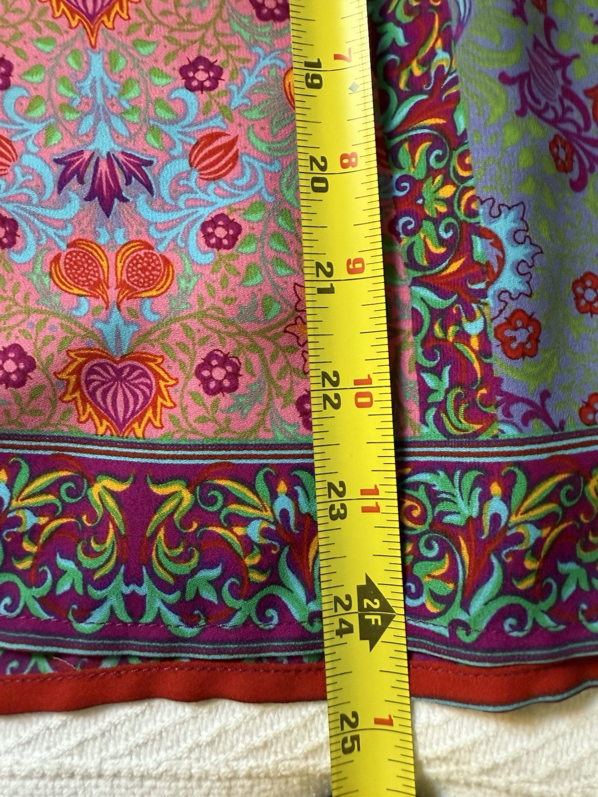 Dalia Women’s Pink Green Floral Mixed Print Peasant Blouse – Sz See Measurements