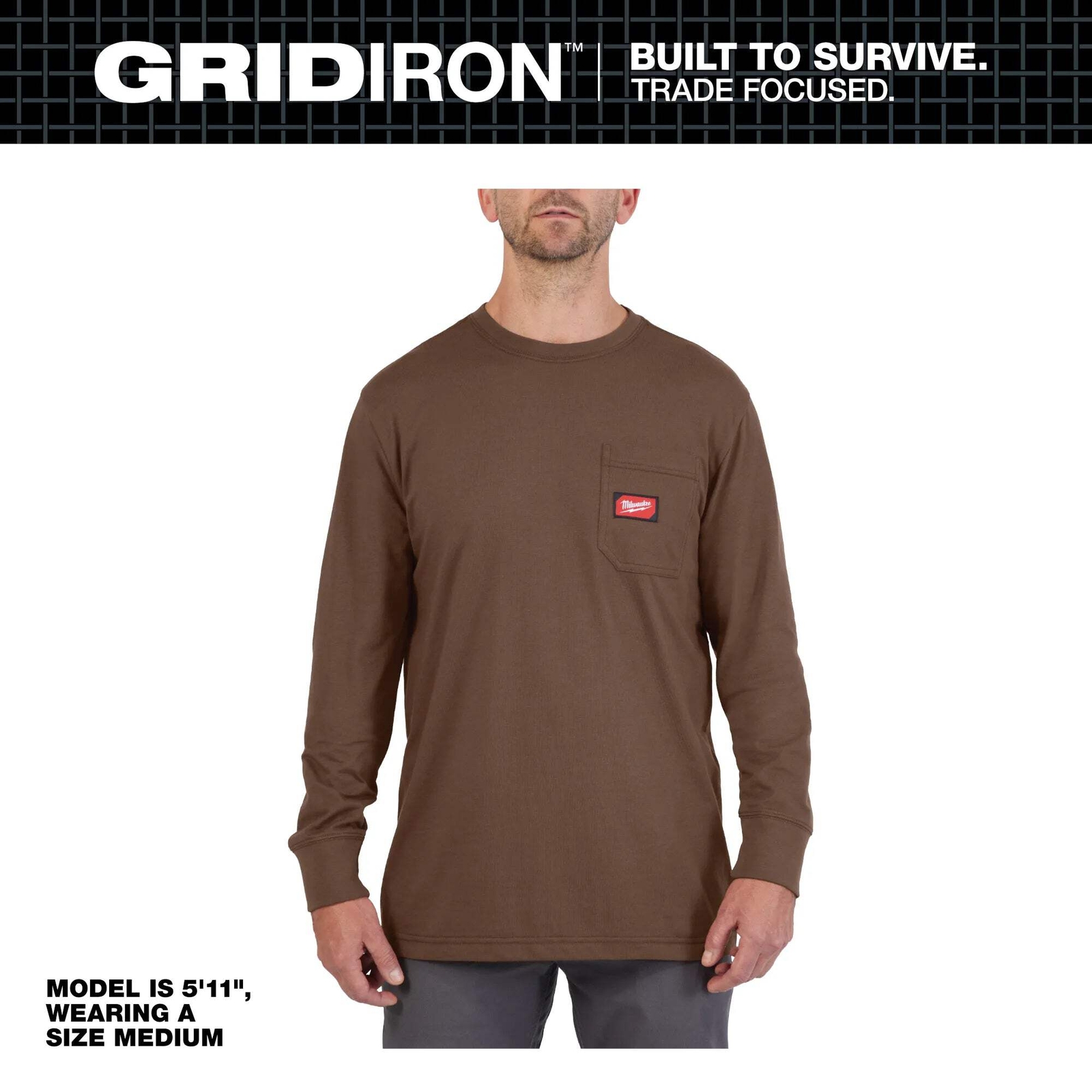 Milwaukee 606 Men’s GRIDIRON Cotton/Polyester Long-Sleeve Pocket T-Shirt
