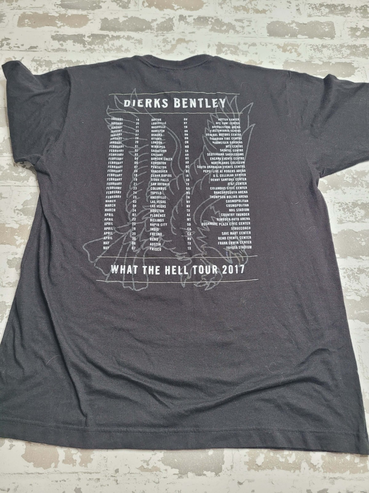 Dierks Bentley What the Hell Tour 2017 Tultex Black Short Sleeve Concert Tee L