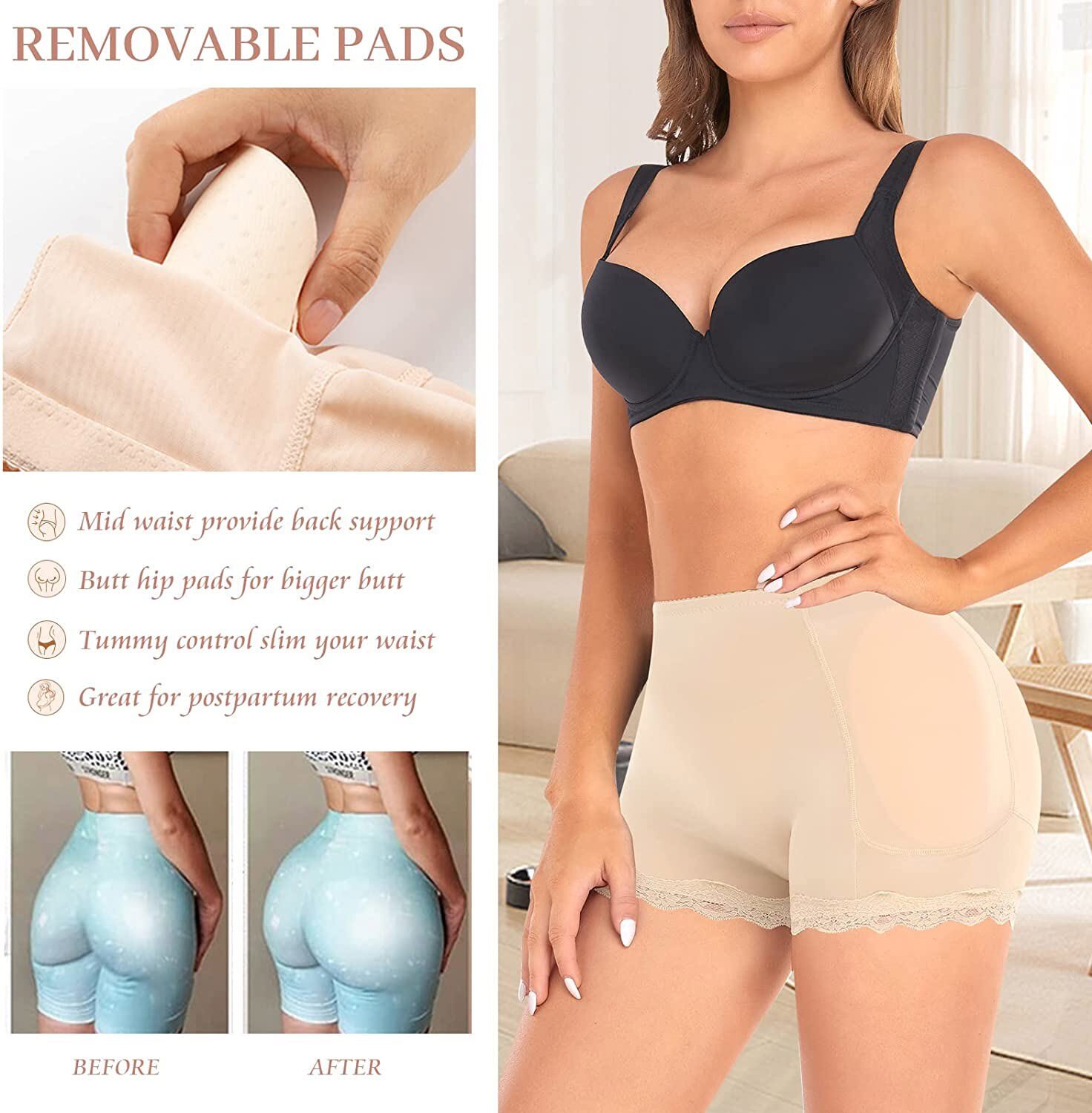 Womens Buttock Padded Enhancer Shaper Panties Underwear Hip FAKE ASS Butt Lifter