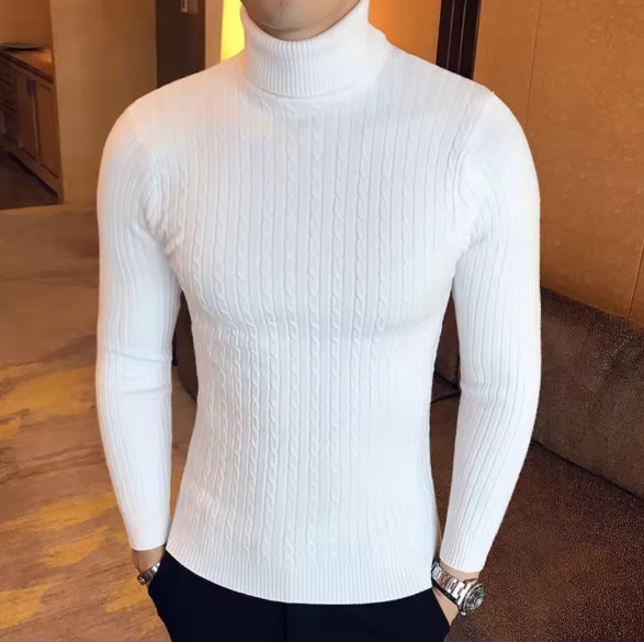 Winter Turtleneck Pullovers Warm Solid Color Men’s Sweater Slim Pullover Men