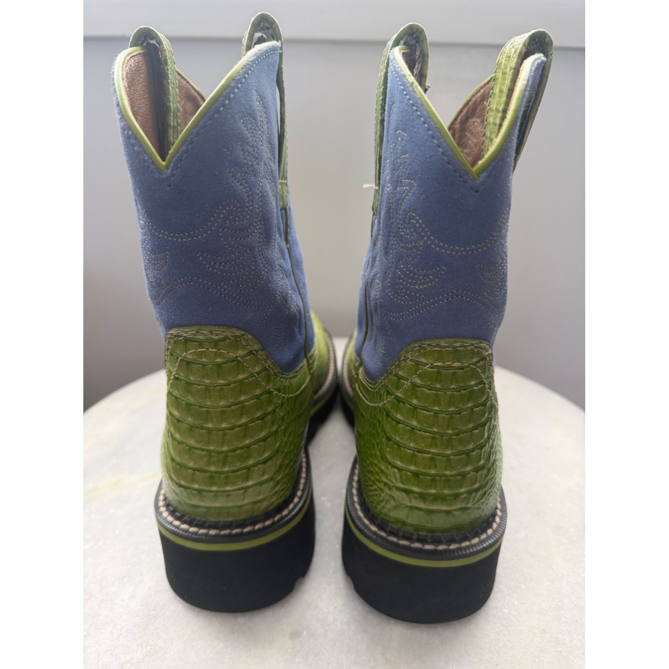 Ariat Brown Leather Boot with Green Accent
