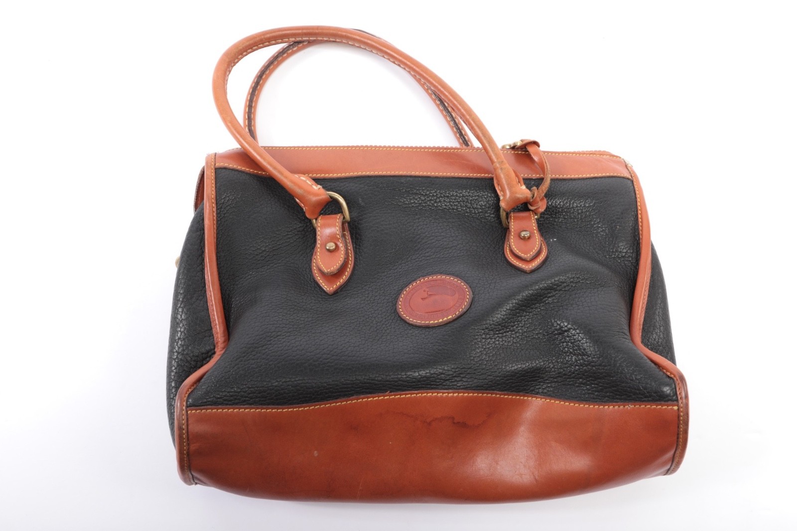 Dooney & Bourke Classic Satchel Handbag In Black Pebbled All Weather Leather