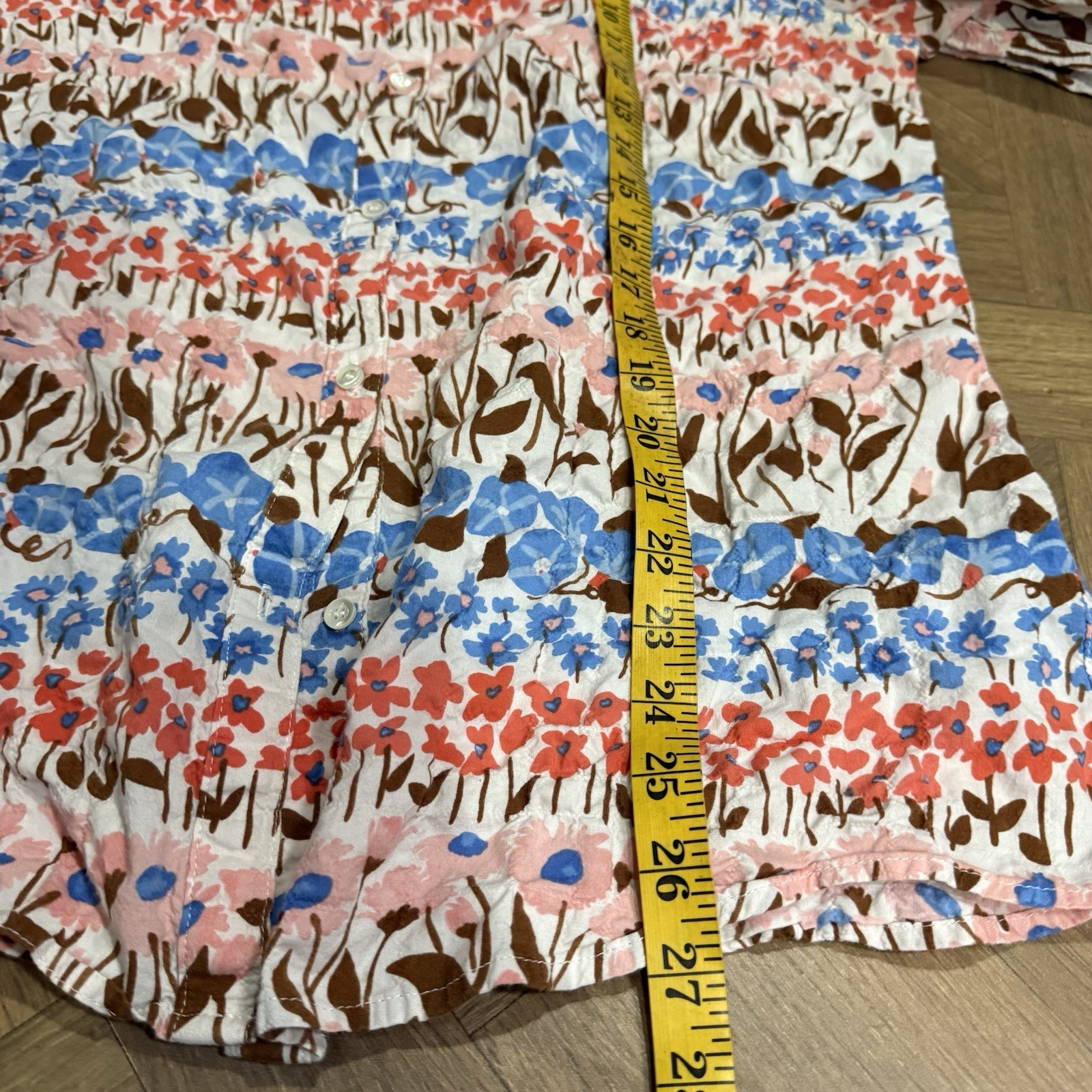 J MCLAUGHLIN LOIS SHIRT STRETCH COTTON FLORAL MOTIF GARDEN SIZE LARGE