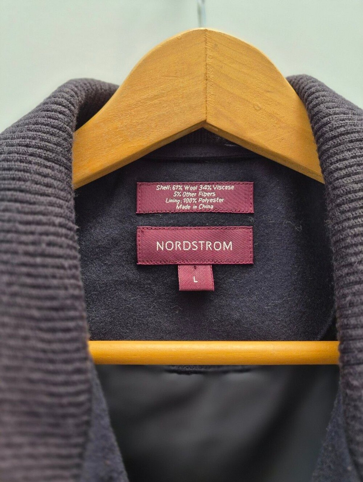 Vtg Nordstrom Wool Blend Zip Bomber Jacket Size L Dark Navy Blouson Minimalist
