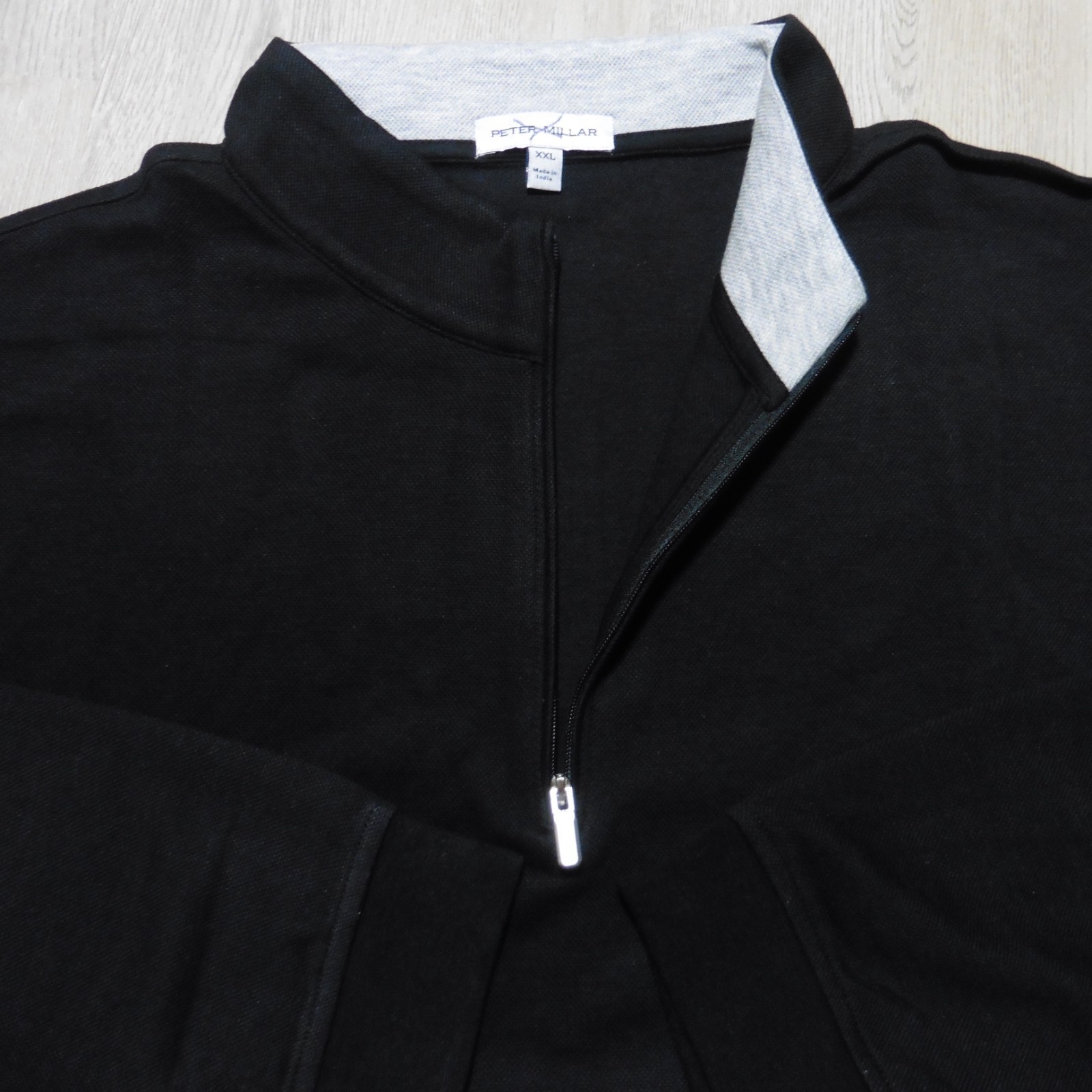 PETER MILLAR Mens 2XL CROWN COMFORT PULLOVER 1/4 ZIP BLACK GOLF SWEATSHIRT