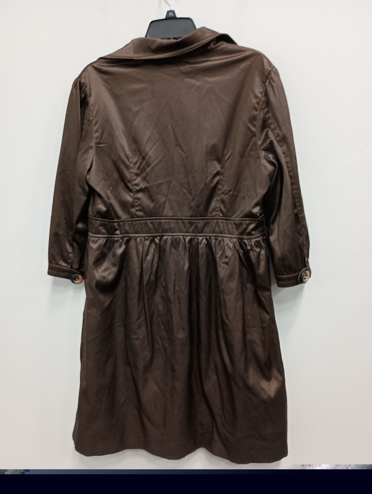 VTG Y2K Lapis Trench Coat Womens Large Brown Satin Old Money Outdoor
