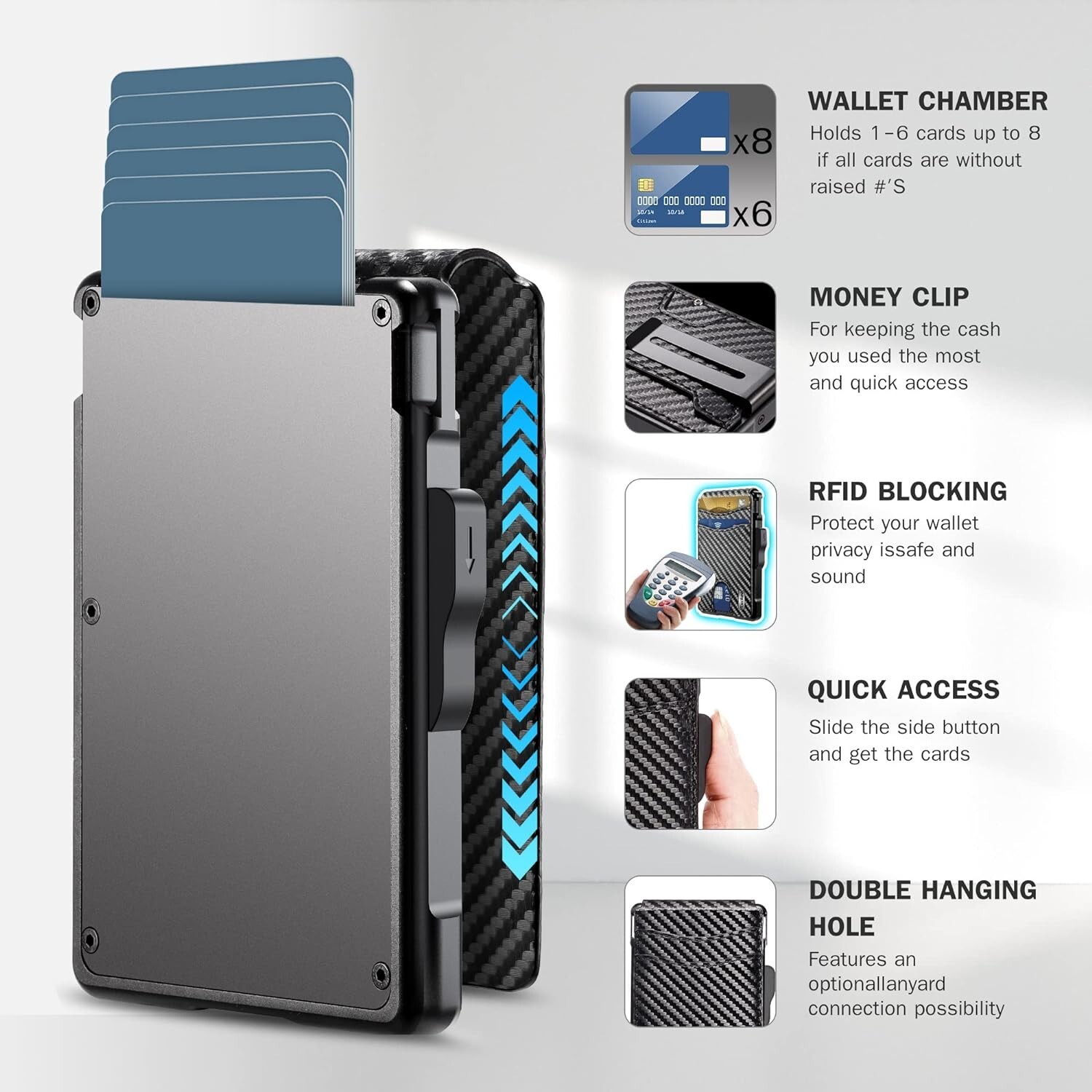 Minimalist Slim Wallet for Men, Credit Card Holder & Money Clip Wallet for Men