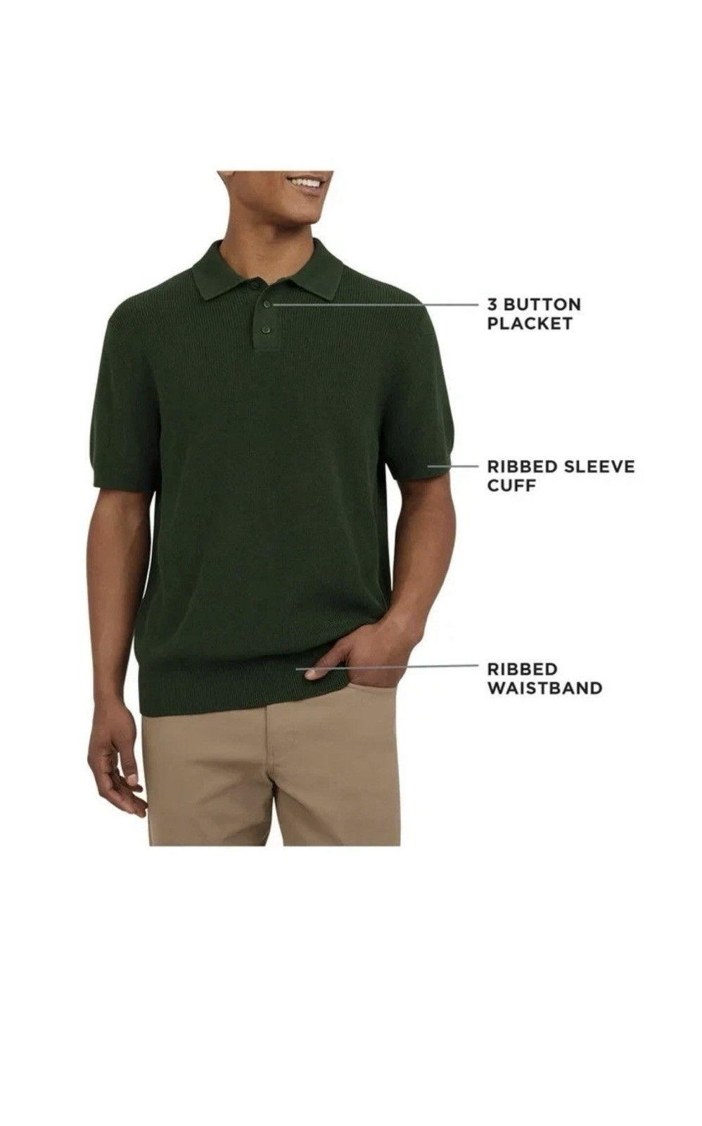 DKNY Men’s Sweater Polo Size Medium Green $89