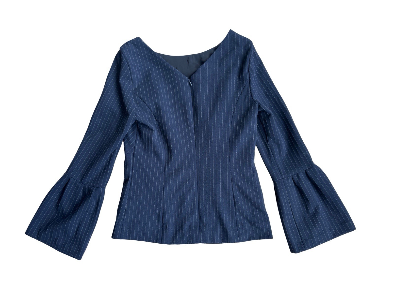 Etcetera Blue Navy Stripped Flare Sleeve Top Size 4