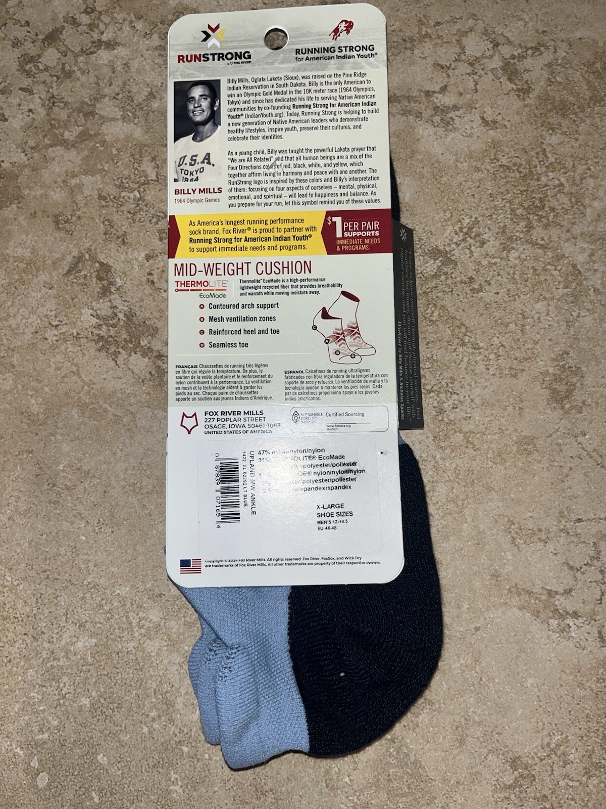 New Fox River Runstrong Mid-weight Cushion Upland Ankle Socks XL 12-14.5