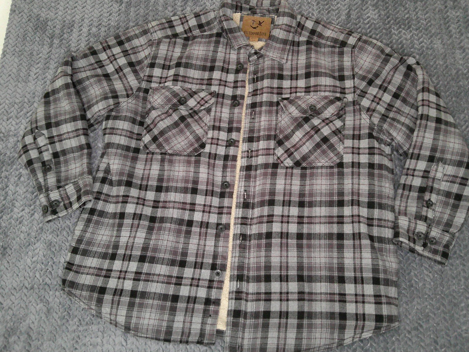 Outdoor Life Multicolor Plaid Button Up Flannel Jacket Long Sleeve Mens Size XL
