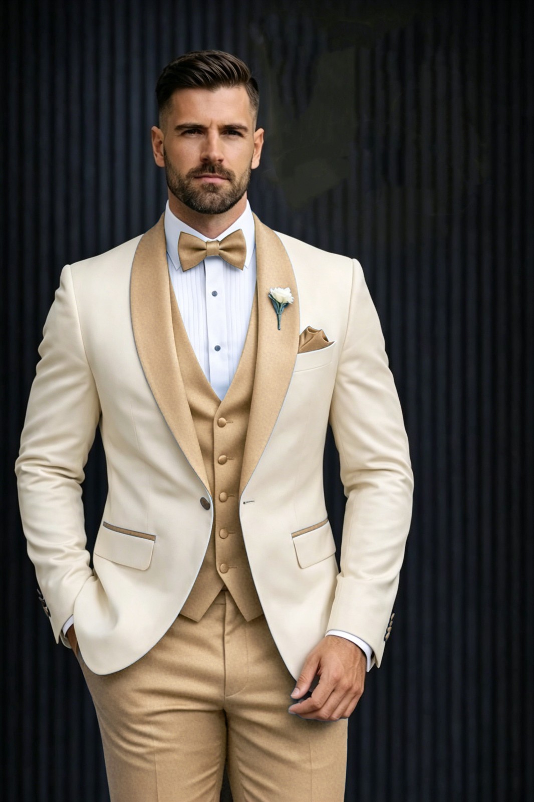 Wedding Groom 3Pcs Men’s Suits Shawl Lapel Blazer Evening Dinner Party Coat