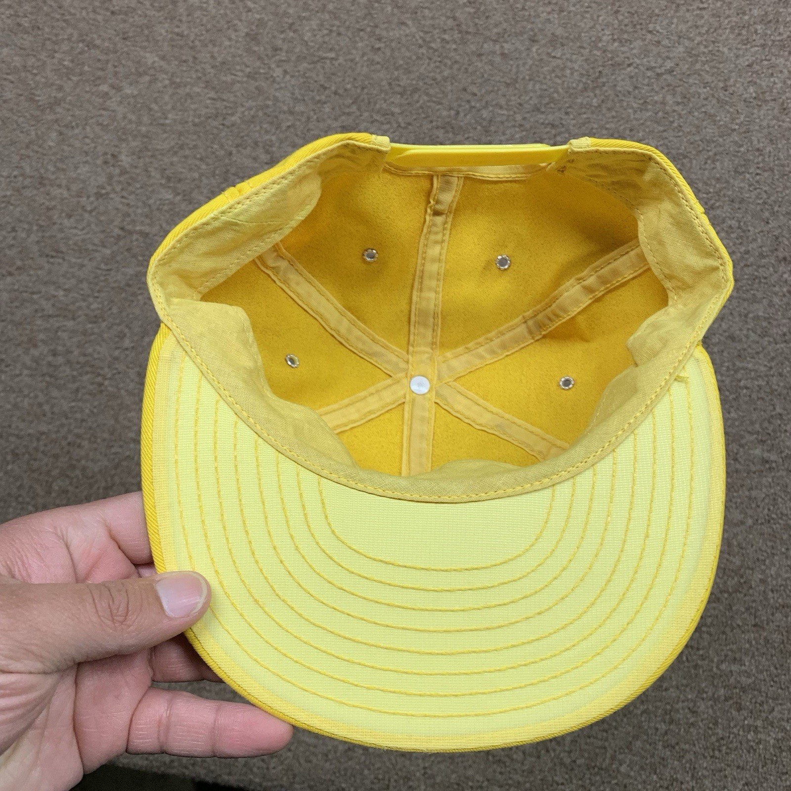 Vintage John Deere Patch Hat Cap Yellow Made In USA Louisville Mfg Co Snapback