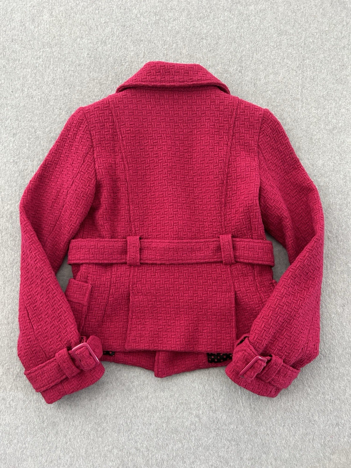 Forever 21 Hot Pink Peacoat Double Breasted Wool Blend Size S/P