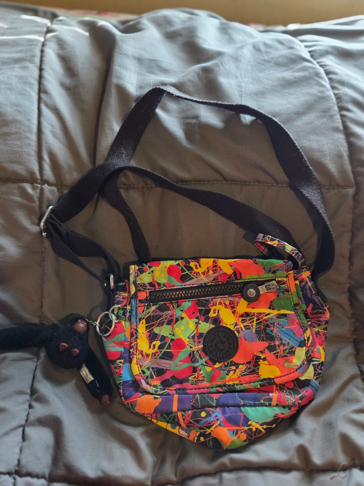 Retro Skribble Water Color Kipling Crossbody with Monkey Tag