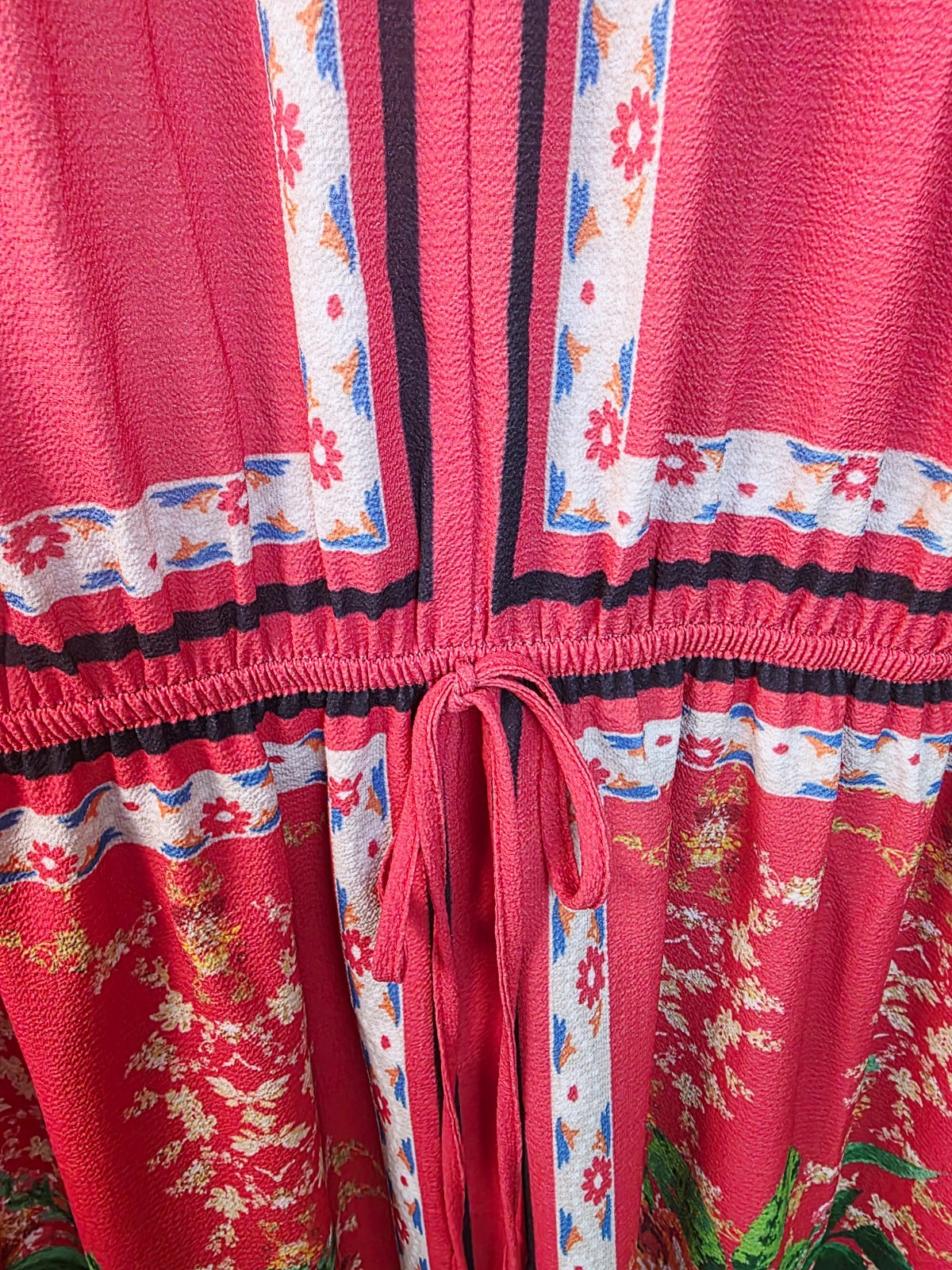 FLYING TOMATO Plus Size Red V-Neck Boho-Inspired Floral Print Midi Dress Sz 3X